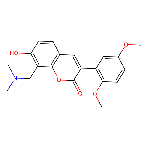 3-(2,5-dimethoxyphenyl)-8-((dimethylamino)methyl)-7-hydroxy-2H-chromen-2-one structure