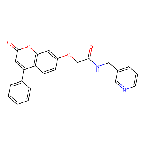 2-((2-oxo-4-phenyl-2H-chromen-7-yl)oxy)-N-(pyridin-3-ylmethyl)acetamide structure