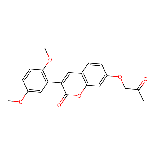 3-(2,5-dimethoxyphenyl)-7-(2-oxopropoxy)-2H-chromen-2-one structure