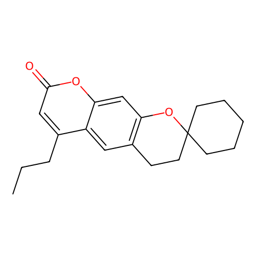 6'-propyl-3',4'-dihydro-8'H-spiro[cyclohexane-1,2'-pyrano[3,2-g]chromen]-8'-one structure