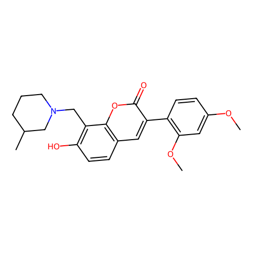 3-(2,4-dimethoxyphenyl)-7-hydroxy-8-[(3-methylpiperidin-1-yl)methyl]-2H-chromen-2-one structure