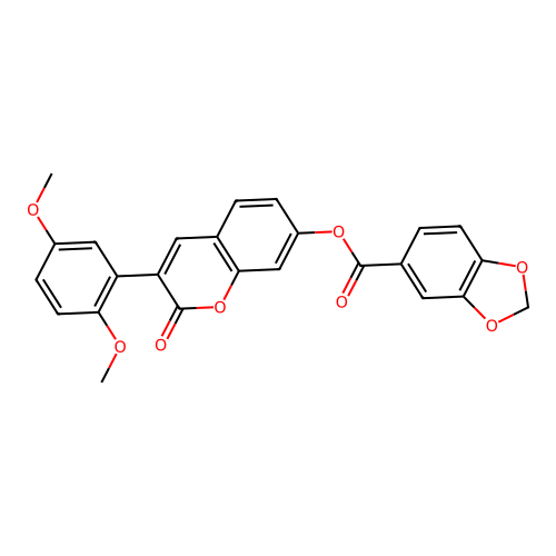 3-(2,5-dimethoxyphenyl)-2-oxo-2H-chromen-7-yl 1,3-benzodioxole-5-carboxylate structure