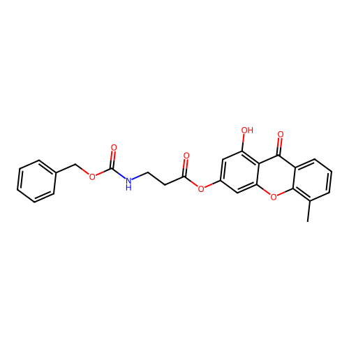 1-hydroxy-5-methyl-9-oxo-9H-xanthen-3-yl 3-(((benzyloxy)carbonyl)amino)propanoate structure