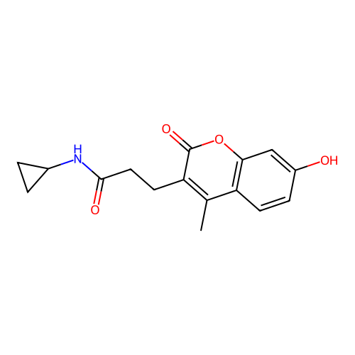 N-cyclopropyl-3-(7-hydroxy-4-methyl-2-oxo-2H-chromen-3-yl)propanamide structure
