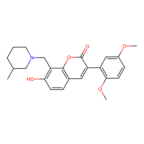 3-(2,5-dimethoxyphenyl)-7-hydroxy-8-((3-methylpiperidin-1-yl)methyl)-2H-chromen-2-one structure