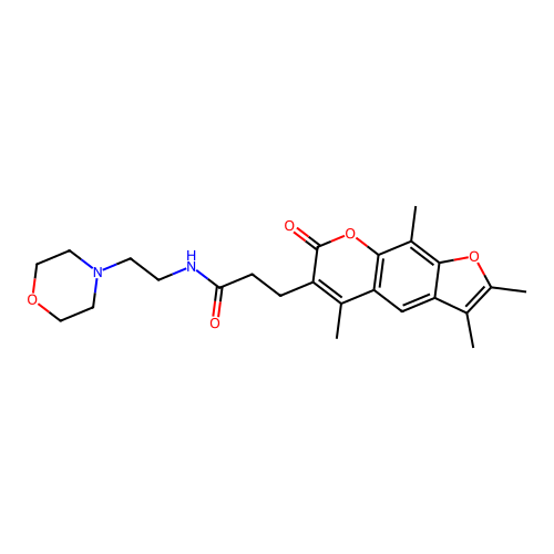 N-(2-morpholin-4-ylethyl)-3-(2,3,5,9-tetramethyl-7-oxofuro[3,2-g]chromen-6-yl)propanamide structure