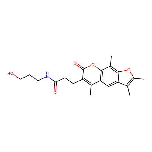 N-(3-hydroxypropyl)-3-(2,3,5,9-tetramethyl-7-oxo-7H-furo[3,2-g]chromen-6-yl)propanamide structure