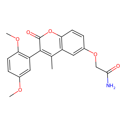 2-((3-(2,5-dimethoxyphenyl)-4-methyl-2-oxo-2H-chromen-6-yl)oxy)acetamide structure