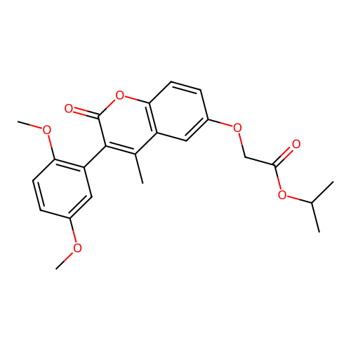 Methylethyl 2-[3-(2,5-dimethoxyphenyl)-4-methyl-2-oxochromen-6-yloxy]acetate structure
