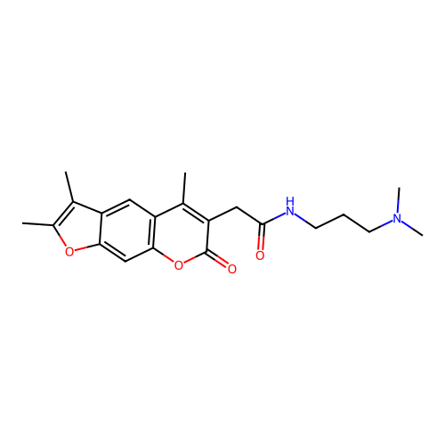 N-(3-(dimethylamino)propyl)-2-(2,3,5-trimethyl-7-oxo-7H-furo[3,2-g]chromen-6-yl)acetamide structure