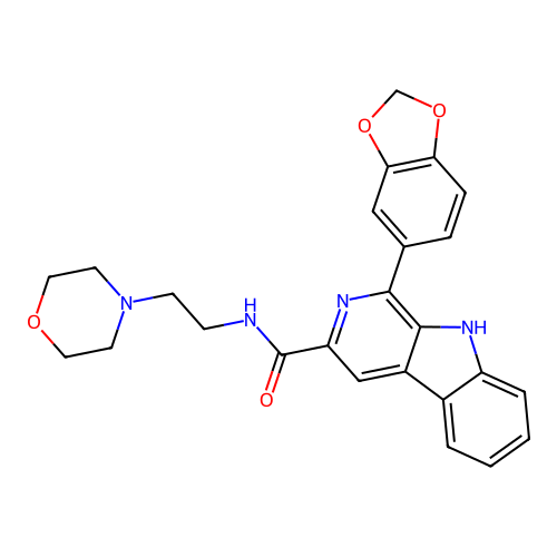 1-(1,3-benzodioxol-5-yl)-N-(2-morpholin-4-ylethyl)-9H-pyrido[3,4-b]indole-3-carboxamide structure