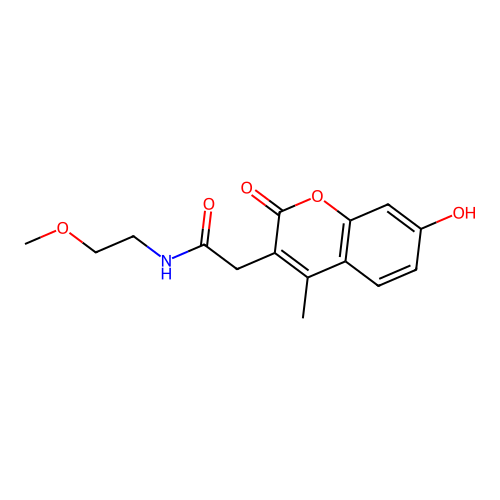 2-(7-hydroxy-4-methyl-2-oxo-2H-chromen-3-yl)-N-(2-methoxyethyl)acetamide structure