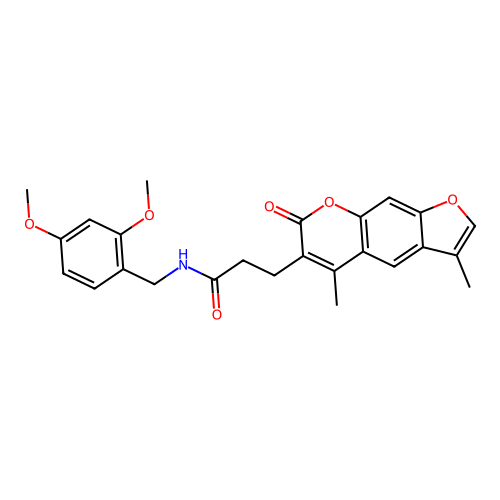 N-(2,4-dimethoxybenzyl)-3-(3,5-dimethyl-7-oxo-7H-furo[3,2-g]chromen-6-yl)propanamide structure