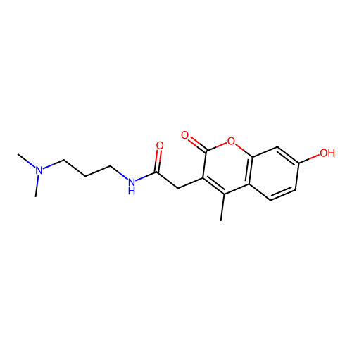 N-(3-(dimethylamino)propyl)-2-(7-hydroxy-4-methyl-2-oxo-2H-chromen-3-yl)acetamide structure