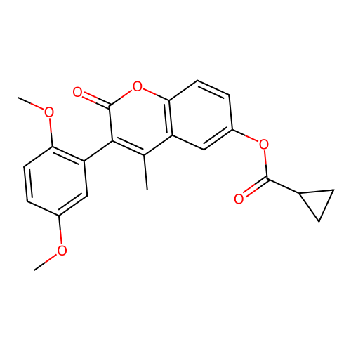 3-(2,5-dimethoxyphenyl)-4-methyl-2-oxo-2H-chromen-6-yl cyclopropanecarboxylate structure