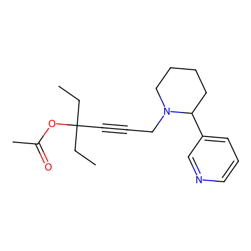 1,1-Diethyl-4-(2-(3-pyridyl)piperidyl)but-2-ynyl acetate structure