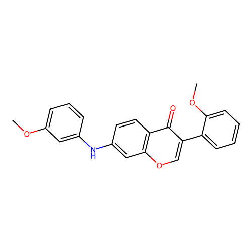 3-(2-methoxyphenyl)-7-((3-methoxyphenyl)amino)-4H-chromen-4-one structure