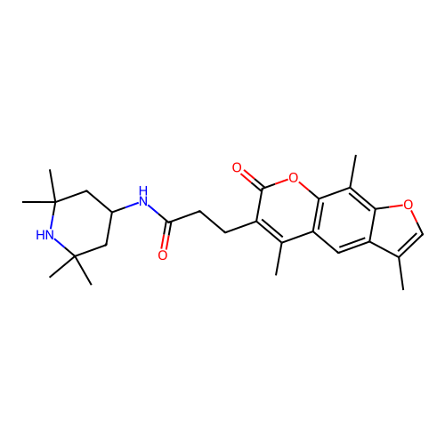 N-(2,2,6,6-tetramethylpiperidin-4-yl)-3-(3,5,9-trimethyl-7-oxo-7H-furo[3,2-g]chromen-6-yl)propanamide structure