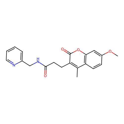 3-(7-methoxy-4-methyl-2-oxo-2H-chromen-3-yl)-N-(pyridin-2-ylmethyl)propanamide structure