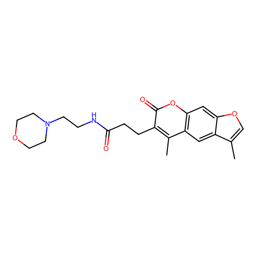 3-(3,5-dimethyl-7-oxo-7H-furo[3,2-g]chromen-6-yl)-N-(2-morpholinoethyl)propanamide structure