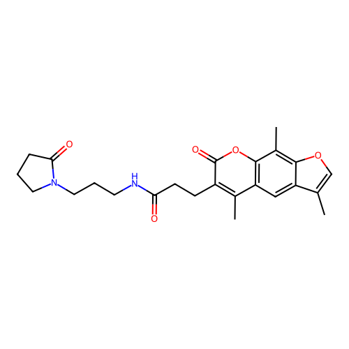 N-(3-(2-oxopyrrolidin-1-yl)propyl)-3-(3,5,9-trimethyl-7-oxo-7H-furo[3,2-g]chromen-6-yl)propanamide structure