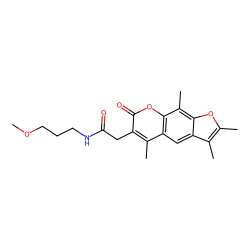 N-(3-methoxypropyl)-2-(2,3,5,9-tetramethyl-7-oxo-7H-furo[3,2-g]chromen-6-yl)acetamide structure