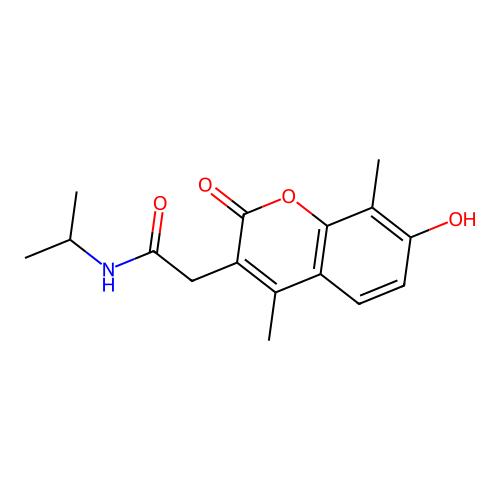 2-(7-hydroxy-4,8-dimethyl-2-oxo-2H-chromen-3-yl)-N-isopropylacetamide structure