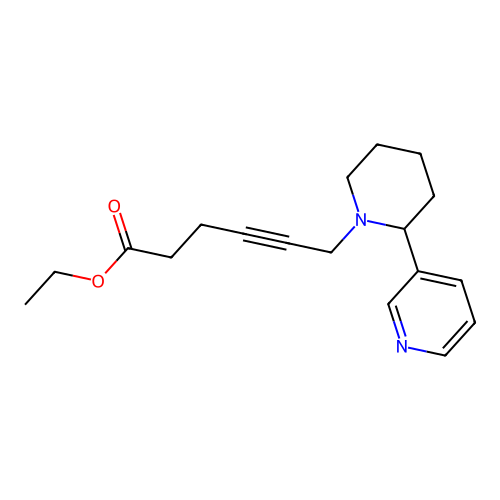 Ethyl 6-(2-(3-pyridyl)piperidyl)hex-4-ynoate structure