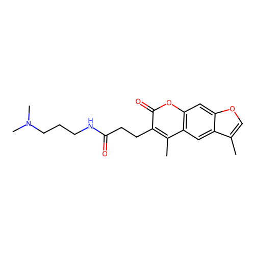 3-(3,5-dimethyl-7-oxo-7H-furo[3,2-g]chromen-6-yl)-N-(3-(dimethylamino)propyl)propanamide structure