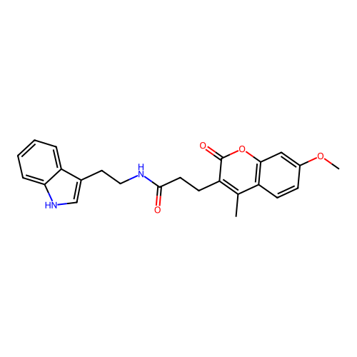 N-(2-(1H-indol-3-yl)ethyl)-3-(7-methoxy-4-methyl-2-oxo-2H-chromen-3-yl)propanamide structure