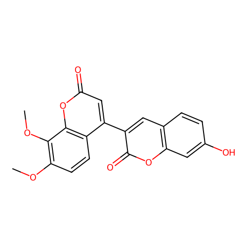 7-hydroxy-7',8'-dimethoxy-2H,2'H-3,4'-bichromene-2,2'-dione structure