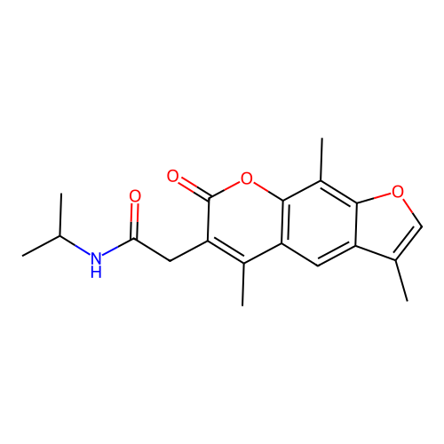 N-isopropyl-2-(3,5,9-trimethyl-7-oxo-7H-furo[3,2-g]chromen-6-yl)acetamide structure