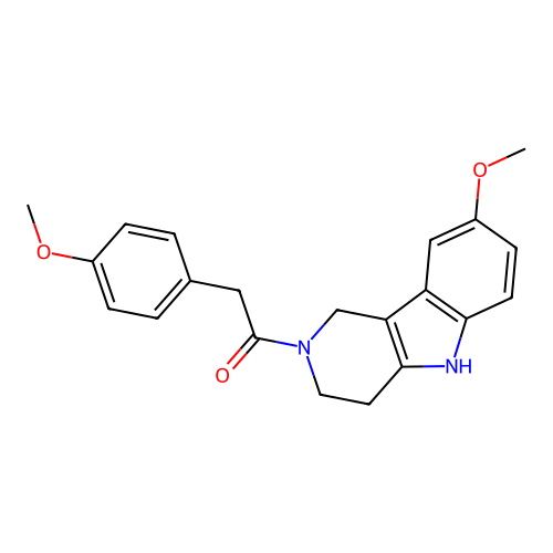2-(4-methoxyphenyl)-1-(8-methoxy-1,3,4,5-tetrahydro-2H-pyrido[4,3-b]indol-2-yl)ethanone structure