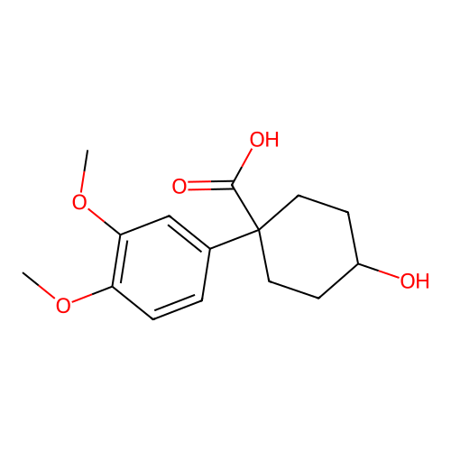 1-(3,4-Dimethoxyphenyl)-4-hydroxycyclohexane-1-carboxylic acid structure
