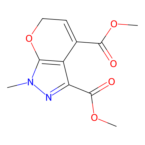 dimethyl 1-methyl-6H-pyrano[2,3-c]pyrazole-3,4-dicarboxylate structure
