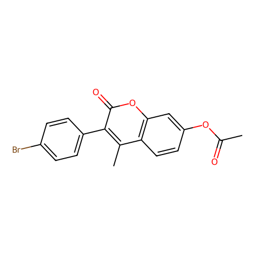 3-(4-bromophenyl)-4-methyl-2-oxo-2H-chromen-7-yl acetate structure