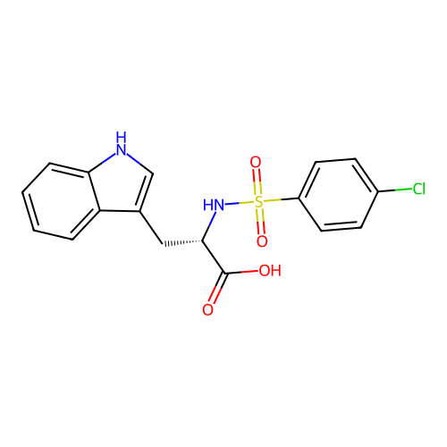 (2S)-2-[(4-chlorophenyl)sulfonylamino]-3-(1H-indol-3-yl)propanoic acid structure