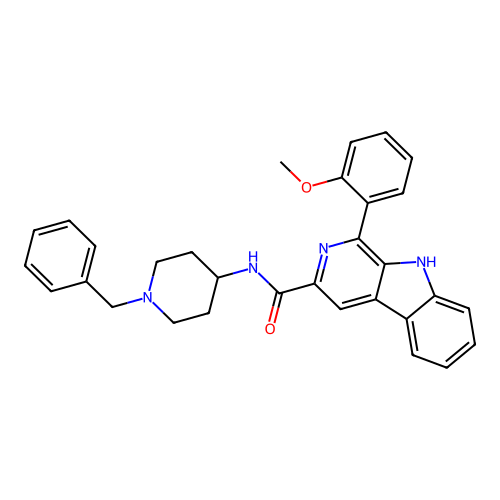 N-(1-benzylpiperidin-4-yl)-1-(2-methoxyphenyl)-9H-pyrido[3,4-b]indole-3-carboxamide structure