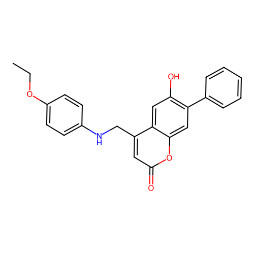 4-(((4-ethoxyphenyl)amino)methyl)-6-hydroxy-7-phenyl-2H-chromen-2-one structure