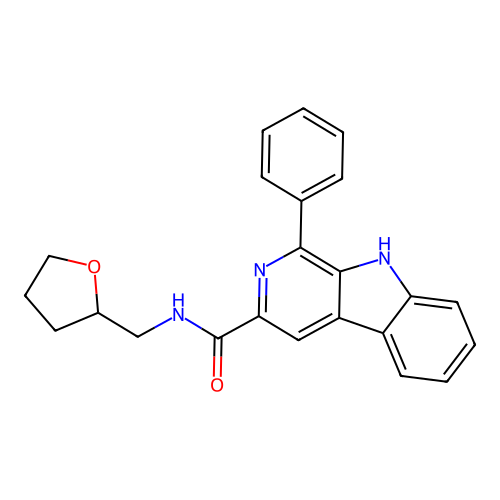 1-phenyl-N-(tetrahydrofuran-2-ylmethyl)-9H-beta-carboline-3-carboxamide structure
