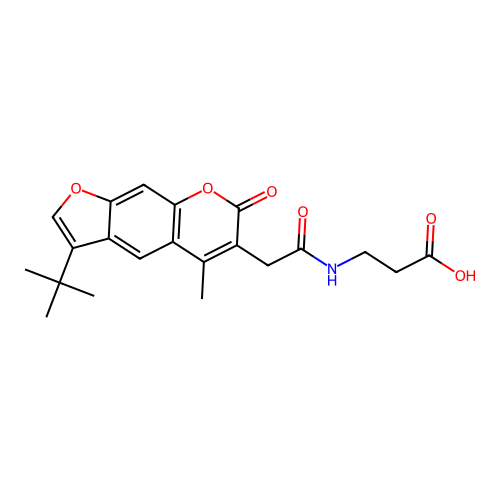 3-(2-(3-(tert-butyl)-5-methyl-7-oxo-7H-furo[3,2-g]chromen-6-yl)acetamido)propanoic acid structure