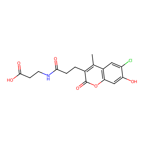 3-(3-(6-chloro-7-hydroxy-4-methyl-2-oxo-2H-chromen-3-yl)propanamido)propanoic acid structure