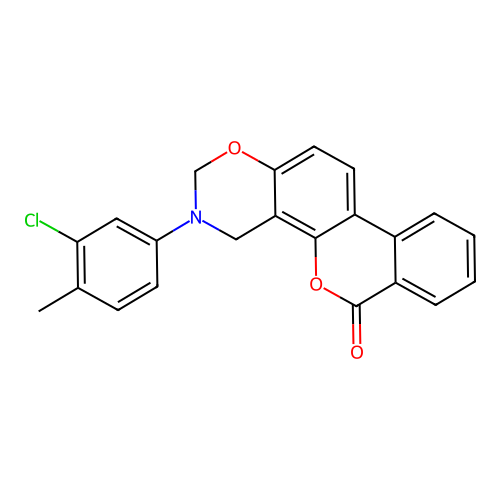 3-(3-chloro-4-methylphenyl)-3,4-dihydrobenzo[3,4]chromeno[8,7-e][1,3]oxazin-6(2H)-one structure