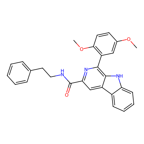 1-(2,5-dimethoxyphenyl)-N-phenethyl-9H-pyrido[3,4-b]indole-3-carboxamide structure