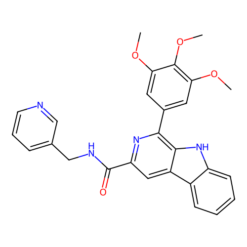 N-(pyridin-3-ylmethyl)-1-(3,4,5-trimethoxyphenyl)-9H-pyrido[3,4-b]indole-3-carboxamide structure
