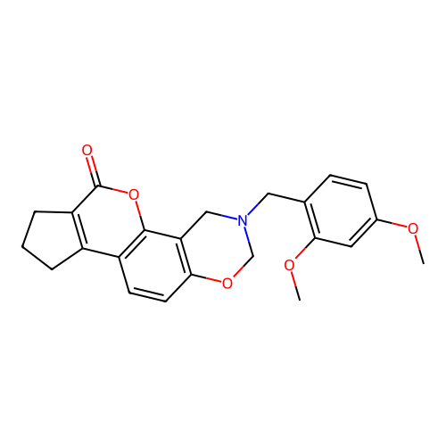 3-(2,4-dimethoxybenzyl)-3,4,8,9-tetrahydro-2H-cyclopenta[3,4]chromeno[8,7-e][1,3]oxazin-6(7H)-one structure