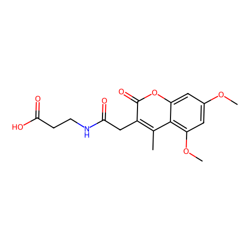 N-[(5,7-dimethoxy-4-methyl-2-oxo-2H-chromen-3-yl)acetyl]-beta-alanine structure