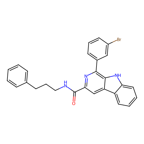 1-(3-bromophenyl)-N-(3-phenylpropyl)-9H-pyrido[3,4-b]indole-3-carboxamide structure
