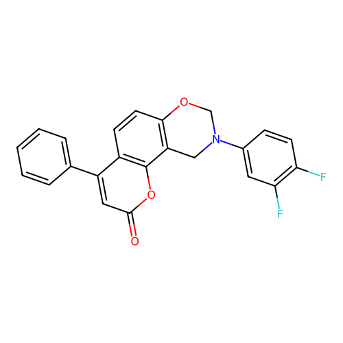 9-(3,4-difluorophenyl)-4-phenyl-9,10-dihydrochromeno[8,7-e][1,3]oxazin-2(8H)-one structure