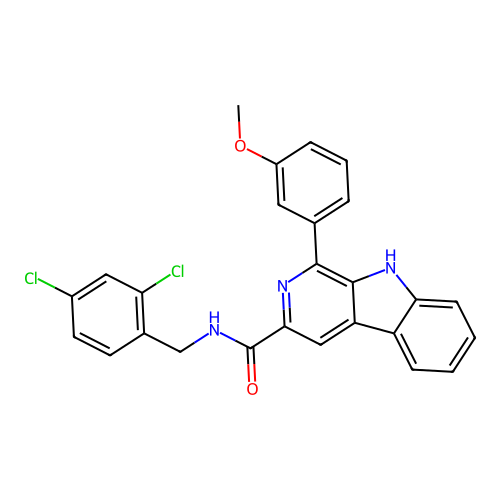 N-(2,4-dichlorobenzyl)-1-(3-methoxyphenyl)-9H-beta-carboline-3-carboxamide structure